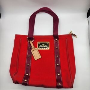 Red Louis Vuitton Cabas Antigua Tote Bag